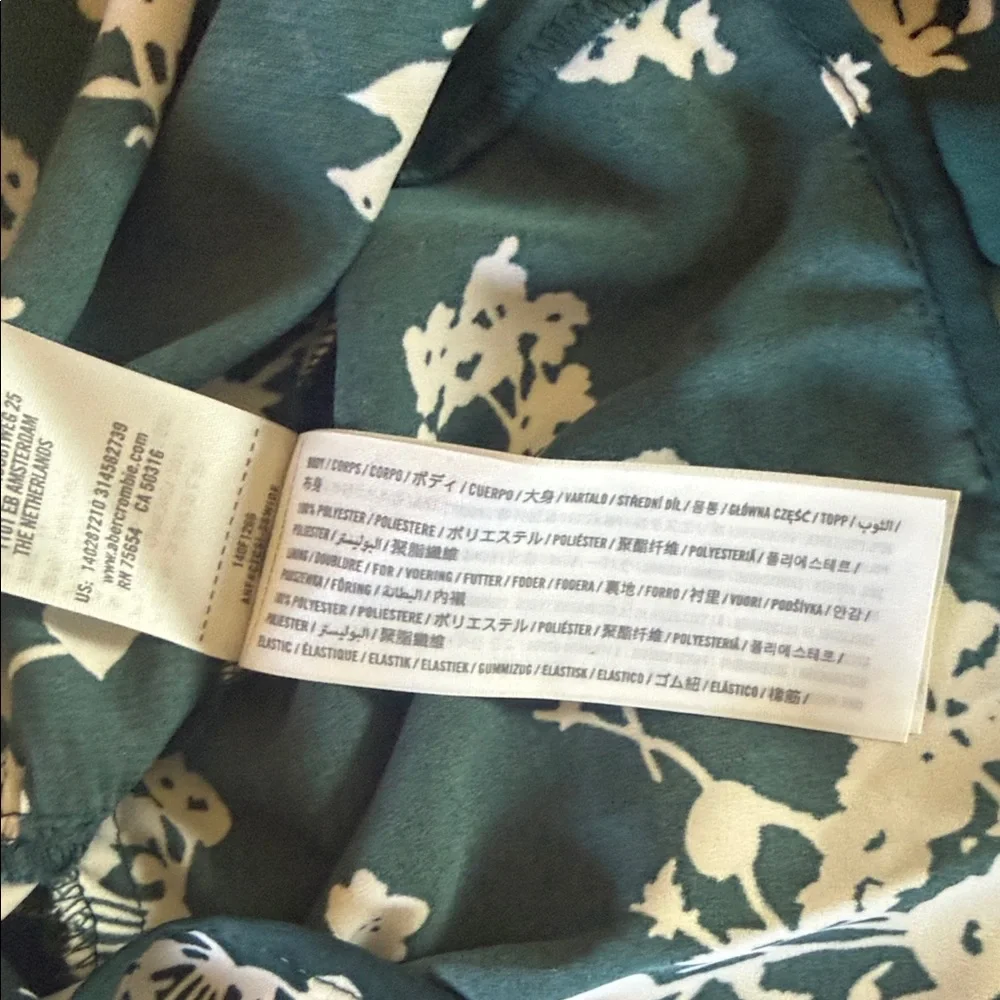 Abercrombie & Fitch Dark Green Floral Square-Neck Peplum Blouse